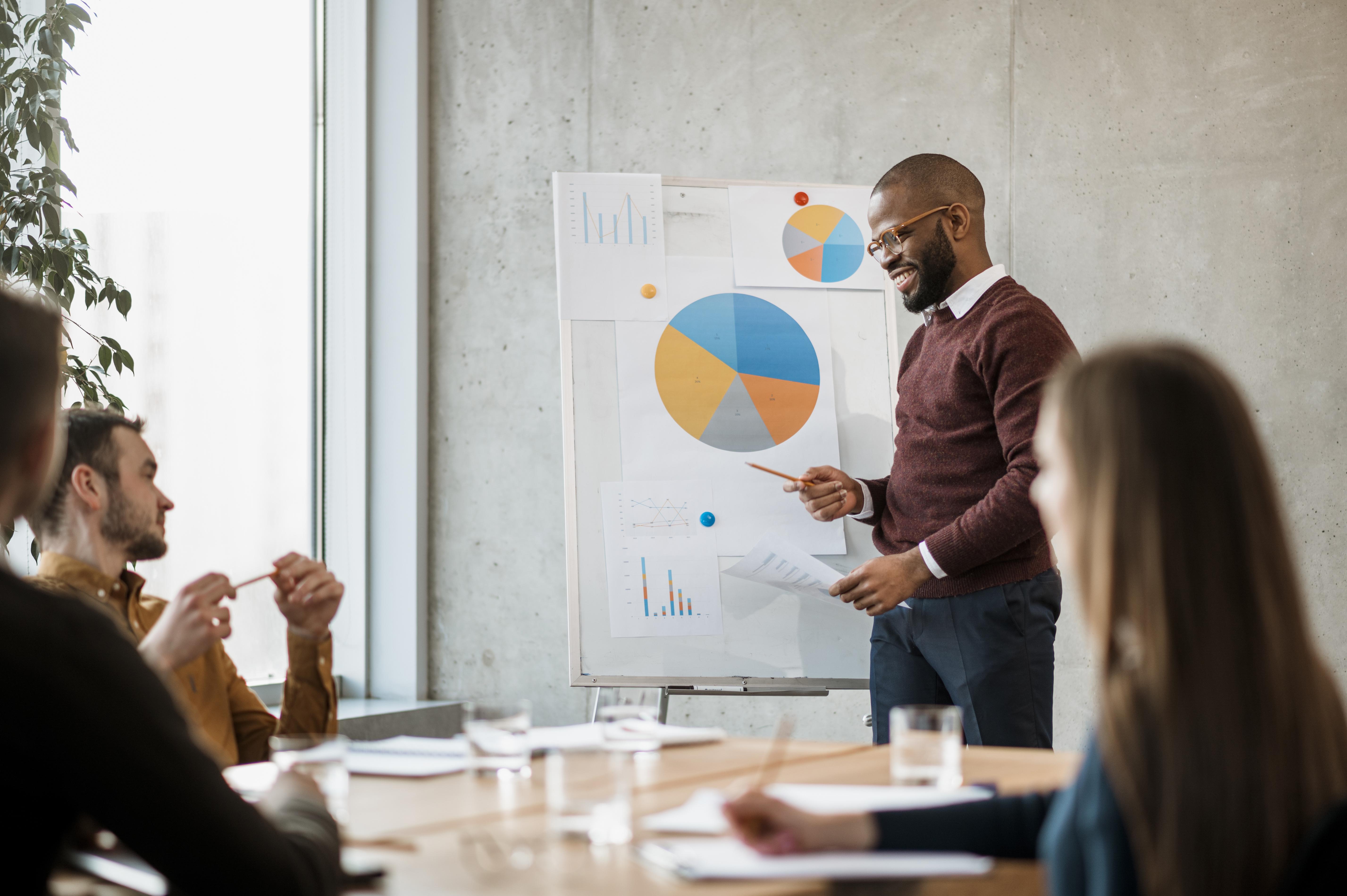 Business meeting with charts presentation